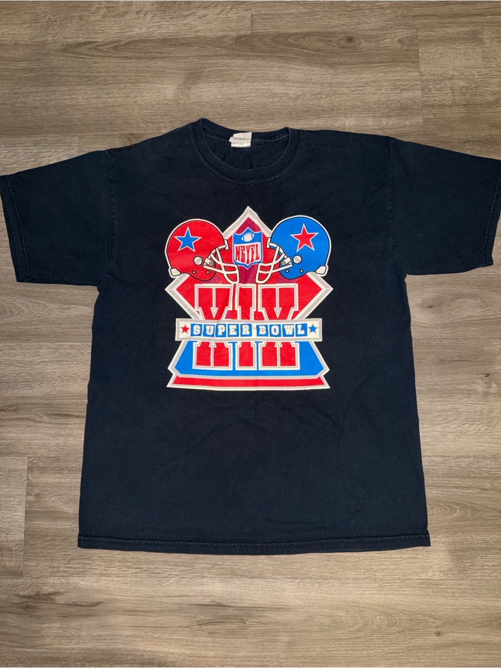 Kids NGYFL Super Bowl XIIX Graphic Tee - Black / Red / Blue vintage tee